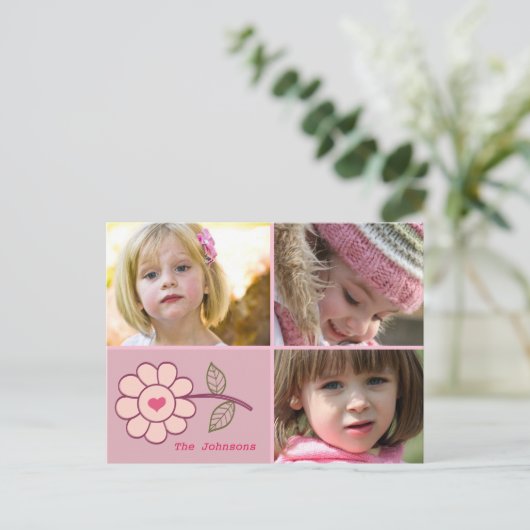 Carte Postale coeur de fleurs (Debout devant)