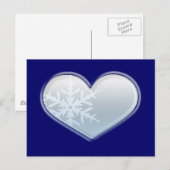Carte Postale coeur de flocon bleu (Devant / Derrière)