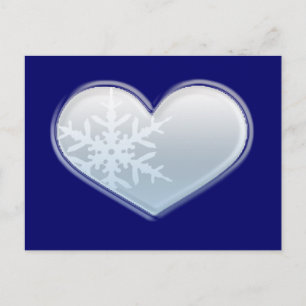 Carte Postale coeur de flocon bleu