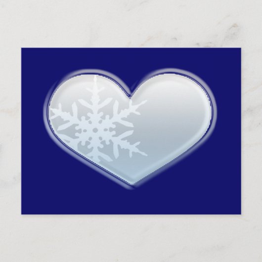Carte Postale coeur de flocon bleu (Devant)