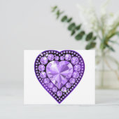 Carte Postale Coeur de gemme d'améthyste (Debout devant)