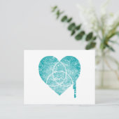 Carte Postale coeur de graphique turquoise (Debout devant)