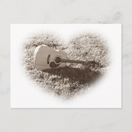 Carte Postale Coeur de guitare acoustique (Devant)