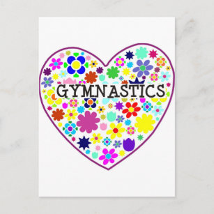 Carte Postale Coeur de gymnastique avec fleurs
