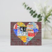 Carte Postale Coeur de l'Amérique Recyclé Plaque d'Art (Debout devant)