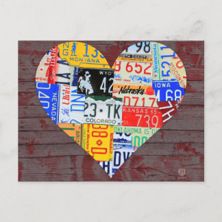 Carte Postale Coeur de l'Amérique Recyclé Plaque d'Art
