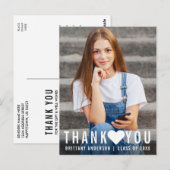 Carte Postale Cœur de remerciement de fin d'études moderne tenda (Devant / Derrière)