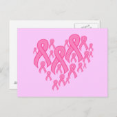 Carte Postale Coeur de ruban rose (Devant / Derrière)