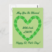 Carte Postale Coeur De Shamrock (Devant / Derrière)