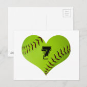Carte Postale Coeur de softball personnalisé (Devant / Derrière)