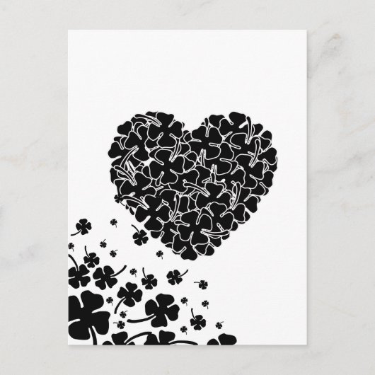 Carte Postale Coeur de trèfle noir (Devant)