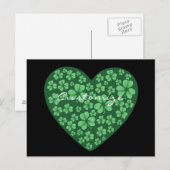 Carte Postale cœur de trèfle vert Saint Patrick (Devant / Derrière)