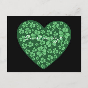 Carte Postale cœur de trèfle vert Saint Patrick