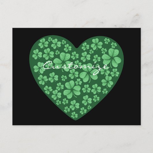Carte Postale cœur de trèfle vert Saint Patrick (Devant)
