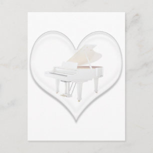 Carte Postale Coeur de verre Grand Piano blanc
