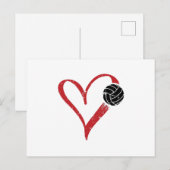Carte Postale Coeur de volleyball | Cadeaux d'équipe d'entraîneu (Devant / Derrière)