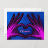Carte Postale Coeur de Xray à la main violet (Devant / Derrière)