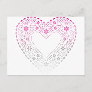 Carte Postale Coeur dentelle rose