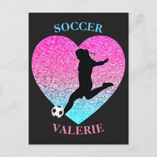 Carte Postale Coeur des filles de football (Devant)