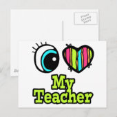 Carte Postale Coeur des yeux lumineux J'aime mon enseignant (Devant / Derrière)
