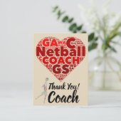 Carte Postale Coeur Design Netball Coach Merci (Debout devant)