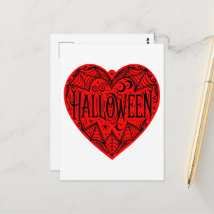 Carte Postale Cœur d'Halloween, Cœur en forme rouge, Jour férié
