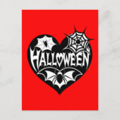 Carte Postale Cœur d'Halloween, forme de cœur noir, toile d'arai (Devant)