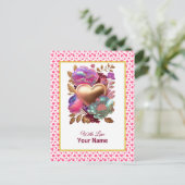 Carte Postale Cœur doré et floral romantique (Debout devant)