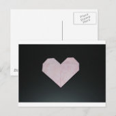 Carte Postale coeur d'origami rose simple (Devant / Derrière)