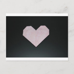 Carte Postale coeur d'origami rose simple
