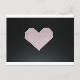 Carte Postale coeur d'origami rose simple