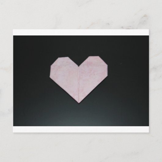 Carte Postale coeur d'origami rose simple (Devant)