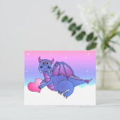 Carte postale Coeur Dragon Bleu - Rose - Violet (Debout devant)