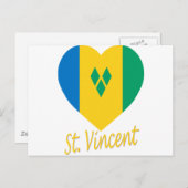 Carte Postale Coeur Drapeau St Vincent / Grenadines (Devant / Derrière)