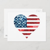Carte Postale coeur du drapeau américain (Devant / Derrière)