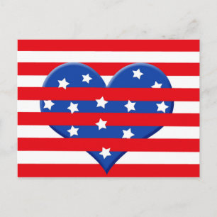 Carte Postale Coeur du drapeau américain