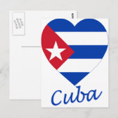 Carte Postale Coeur du drapeau cubain (Devant / Derrière)