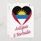 Carte Postale Coeur du drapeau d'Antigua-et-Barbuda (Devant / Derrière)