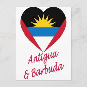 Carte Postale Coeur du drapeau d'Antigua-et-Barbuda