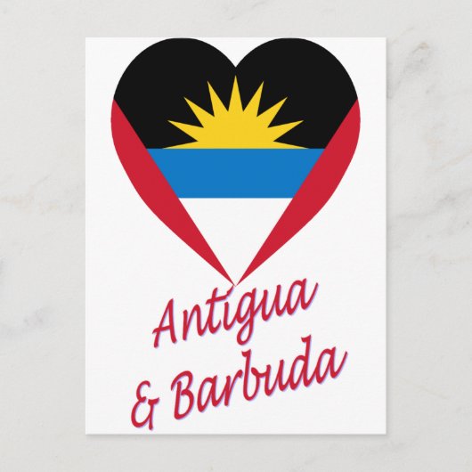 Carte Postale Coeur du drapeau d'Antigua-et-Barbuda (Devant)