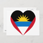 Carte Postale Coeur du drapeau d'Antigua-et-Barbuda (Devant / Derrière)