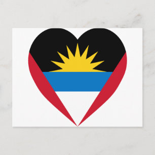 Carte Postale Coeur du drapeau d'Antigua-et-Barbuda
