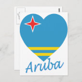 Carte Postale Coeur du drapeau d'Aruba (Devant / Derrière)
