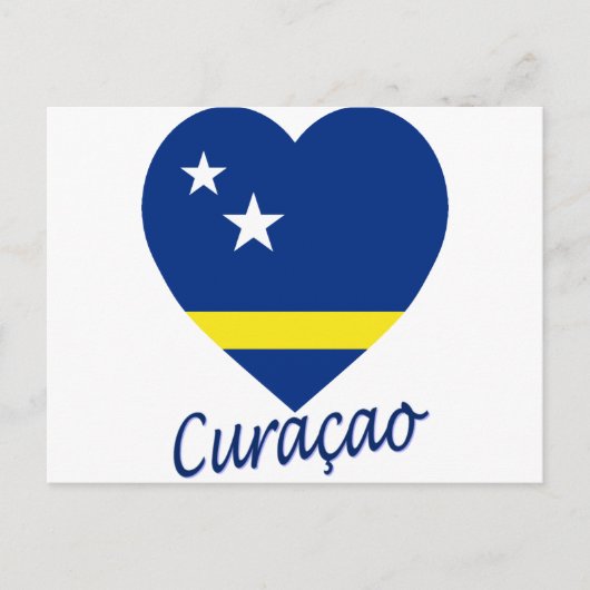 Carte Postale Coeur du drapeau de Curaçao (Devant)
