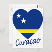 Carte Postale Coeur du drapeau de Curaçao (Devant / Derrière)