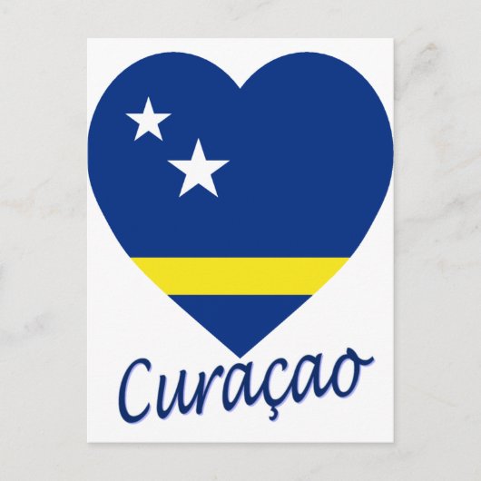 Carte Postale Coeur du drapeau de Curaçao (Devant)