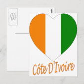 Carte Postale Coeur du drapeau de la Côte d'Ivoire (Devant / Derrière)