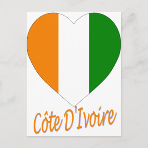 Carte Postale Coeur du drapeau de la Côte d'Ivoire