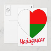Carte Postale Coeur du drapeau de Madagascar (Devant / Derrière)