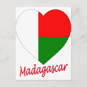 Carte Postale Coeur du drapeau de Madagascar